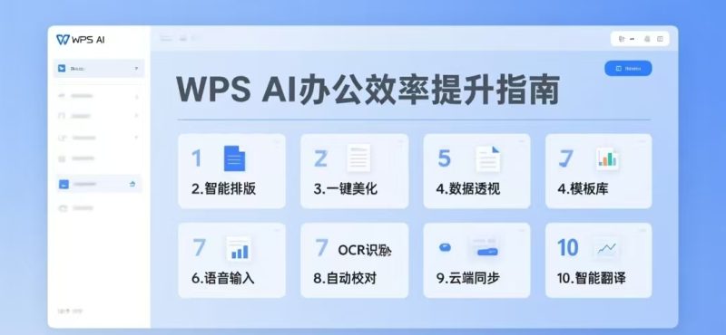 2026 年 WPS AI 办公效率指南：10 个一键操作，解决 90% 的文档问题-AI轻创社