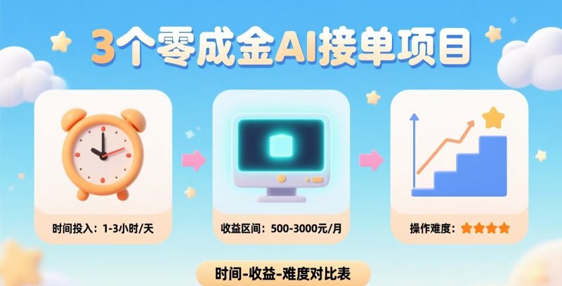 2026 零成本 AI 副业：3 个每天 30 分钟就能做的接单项目（日入 100+)-AI轻创社